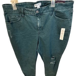 NWT Ava viv high rise skinny straight leg teal blue jeans size 18w no gap